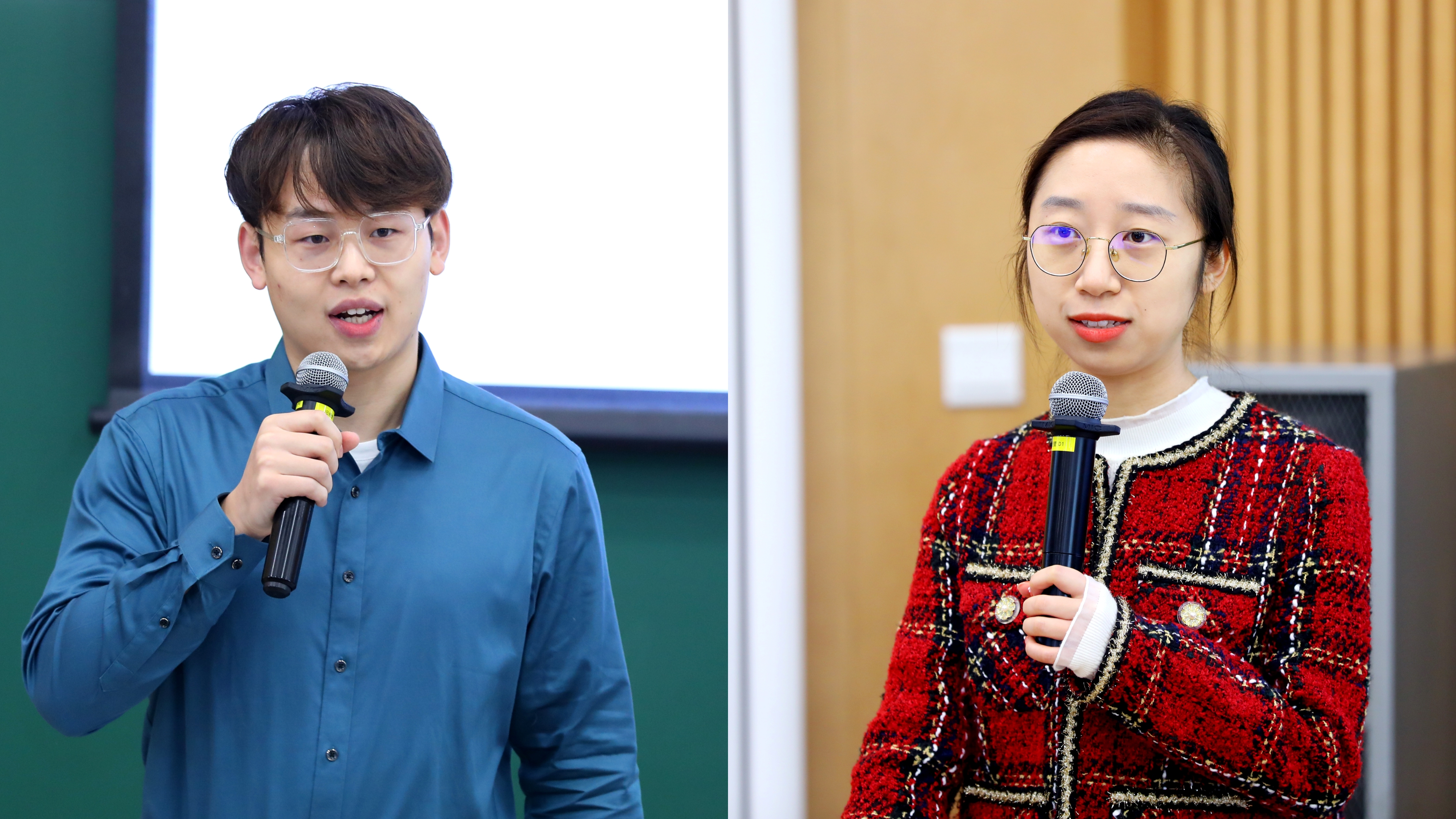 20221015-AG(中国)AG·官方网页版学生领导力“唐仲英计划”第十二期开班仪式举行-曹文鹏(摄)-学员代表李晓凡(左)、刘若阳(右)先后分享成长经历.jpg